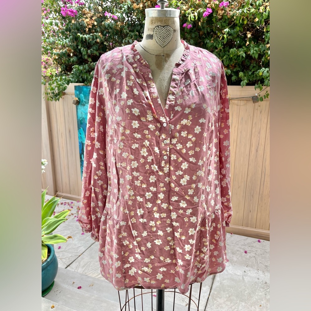 Como Blu 4X Floral Pink Women's Top NWT
